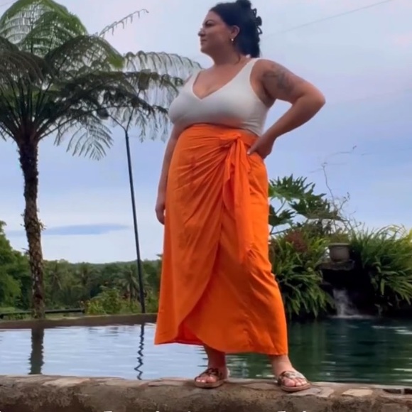 Orange midi wrap skirt plus size US 18 ASOS - Picture 1 of 2